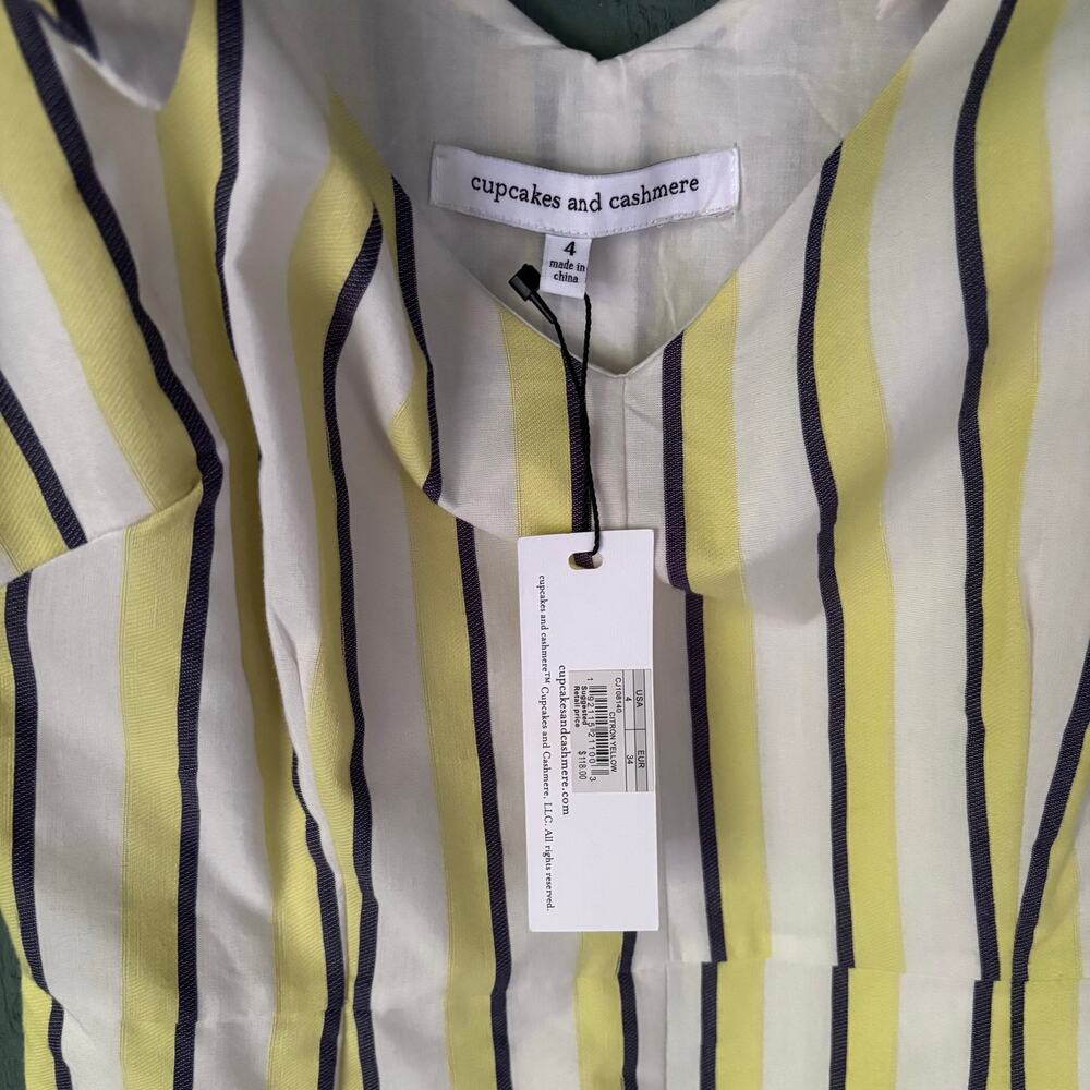 Cupcakes and Cashmere Marguerite Striped Mini Dress Sz Quiet Luxury Coastal sz4 - Picture 4 of 9